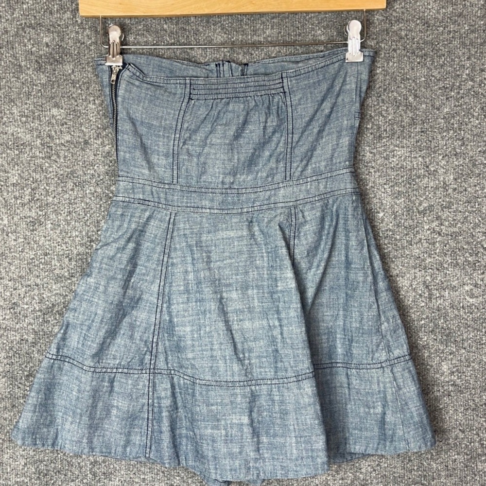 Y2K Juicy Couture Chambray Denim Strapless Dress With Shorts Size‎ 4 - Picture 2 of 9